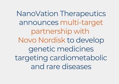NanoVation Therapeutics announces multi-target partnership with Novo Nordisk to develop genetic medicines targeting cardiometabolic and rare diseases